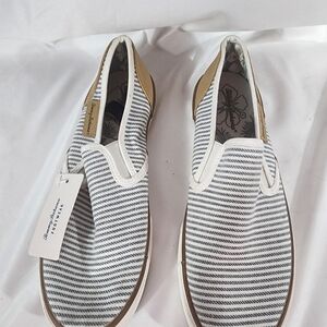 Tommy Bahama Blue and White Striped Women's Sneakers